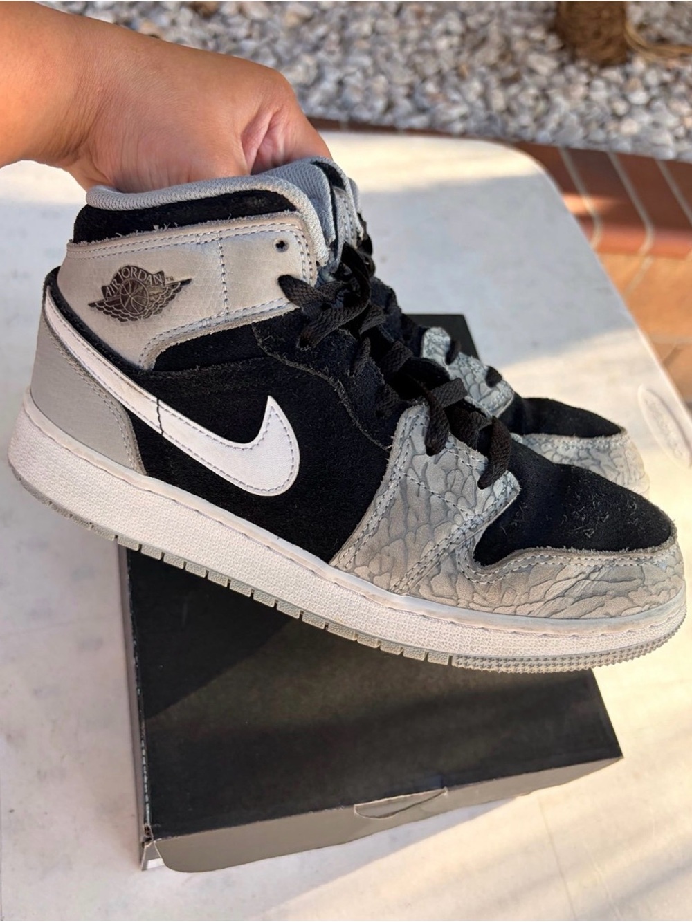 Jordan Mid-Top Sneakers in Black, Grey and White